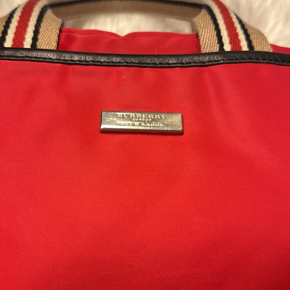 BURBERRY Bag Hand bag Tote Blue Label Nylon Red BT621 290 9 Authentic EUC - Picture 6 of 12